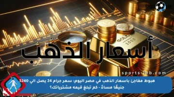 هبوط مفاجئ بأسعار الذهب في مصر اليوم: سعر جرام 24 يصل إلى 5240 جنيهًا مساءً – كم تبلغ قيمة مشترياتك؟